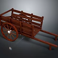 Traditional Wooden Cart With Spoked Wheels And Railed Sides Structure Design