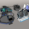 Modern VR Amusement Equipment With Various Interactive Seats And Blue Lighting Effects 3d model