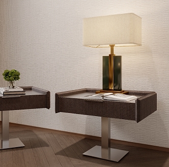 Modern Metal Light Luxury Bedside Table Corner Table 3d model