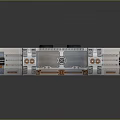 Modern Mechanical Control Panel With Orange Accents And Digital Display Panels