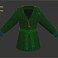 Stylish Green Double Breasted Coat With Lapel Collar And Belted Design