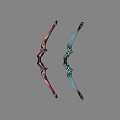 Two Ornate Decorative Bows in Red Black and Blue Black with Intricate Designs