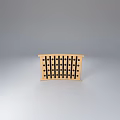 Curved Wooden Open Top Trash Bin With Grid Design For Daily Use