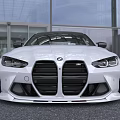 White Sleek Sports Car With Modern Design Black Wheels And Front Grille