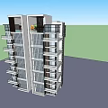 Modern High Rise Apartment Building With Glass Facade Balconies And Green Plants On Top