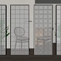 Modern glass brick partition glass brick glass partition 3d model