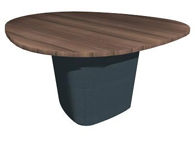 Round Coffee Table With Wooden Top Wood Grain And Dark Fabric Base 3d model