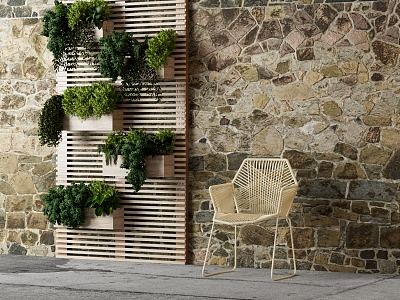 Modern Wall Brick Wall Stone Wall Green Planting Ancient City Wall model