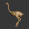 Flying Animal Golden Metal Sculpture with Standing Pose and Reflective Surface on Dark Background
