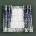 Blue And White Curtains With Floral Pattern Sheer Center Panel And Decorative Edges