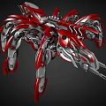 Red and Silver Sci Fi Mechanical Creature with Multi Legged Robotic Structure Design 3d model