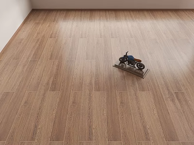 Sleek Hardwood Floor With Small Motorcycle Model Placed On Smooth Surface 3d model