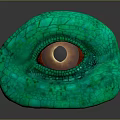 Reptilian Eye With Green Textured Scales Orange Iris And Black Pupil