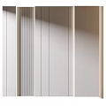 Minimalist Modern Interior Space With White Walls Vertical Stripe Details Mirror And Marble Floor
