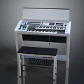 Modern Digital Electronic Synthesizer With Full Keyboard Control Panel And Comfortable Bench 3d model