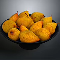 Fresh Yellow Pears in a Black Bowl Filled with Juicy Fruits