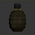 Olive Green Hand Grenade With Metal Fuse And Textured Explosive Body