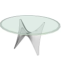 Modern Round Coffee Table With Glass Top And White Geometric Base
