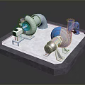 Mechanical Equipment Setup With Turbo Components Blue Machinery Parts And Industrial Platform Base
