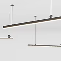 Modern Black Long Bar Pendant Lights With Spherical Ends And Ceiling Installation Design 3d model