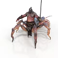 Mythical Crab Inspired Creature With Humanoid Torso And Spiked Segmented Legs 3d model