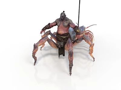 Mythical Crab Inspired Creature With Humanoid Torso And Spiked Segmented Legs 3d model
