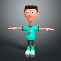 3D Animated Game Character With Brown Hair Green T Shirt And Open Arms