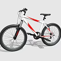 White Mountain Bike With Red Accents And Black Tires For Outdoor Riding