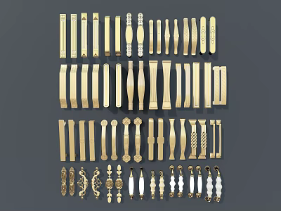 Various Types Of Decorative Door Handles With Different Designs Shapes And Styles 3d model