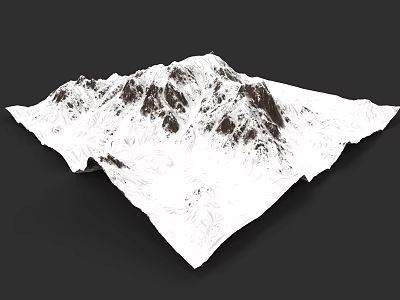 Snow Covered Micro Terrain Model With Mountainous Texture And White Surface 3d model