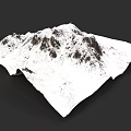 Snow Covered Micro Terrain Model With Mountainous Texture And White Surface