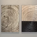 Plant Art Paintings with Tree Ring Patterns Two Panel Decorative Wall Artwork 3d model