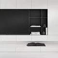 Sleek Modern White TV Wall Unit With Open Shelves And Storage Cabinets