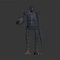 Blue Mechanical Robot Character With Long Spiral Legs And Metallic Texture 3D Model Design