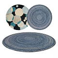 Square Woven Rug With Blue Concentric Circles And Colorful Circular Patterns 3d model