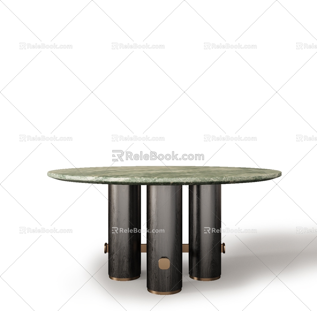 Minotti Miloti Dining Table End View Table 3d model