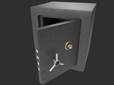 Sturdy Steel Safe With Open Door And Combination Lock Mechanism 3d model