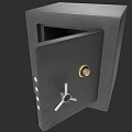 Sturdy Steel Safe With Open Door And Combination Lock Mechanism