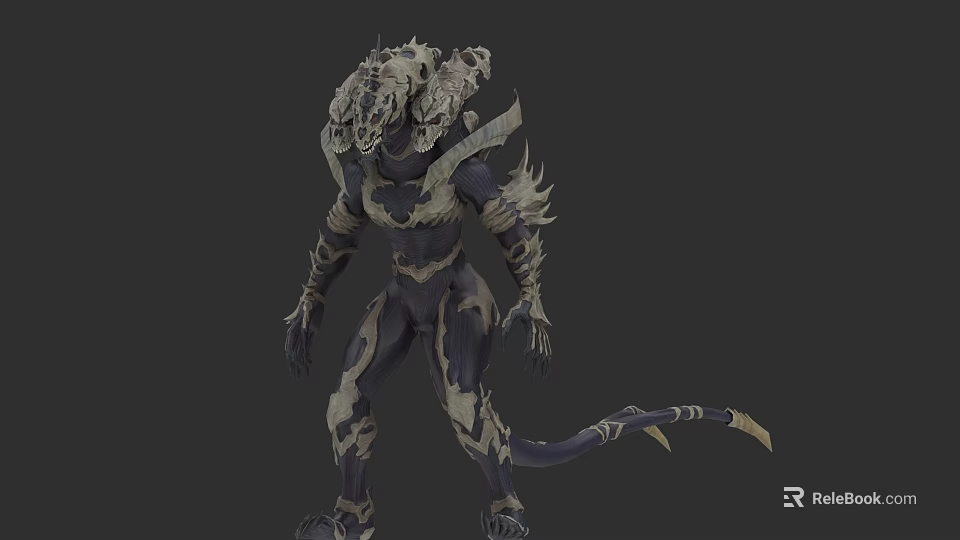 Reptilian Creature 3D Model Design With Scales Claws And Tail Features 3d model 