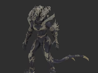 Reptilian Creature 3D Model Design With Scales Claws And Tail Features 3d model