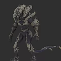 Reptilian Creature 3D Model Design With Scales Claws And Tail Features