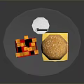 Cheeseburger With Sesame Bun Red Packaged French Fries And Coca Cola Drink With Straw On Paper Plate