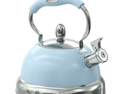 Light Blue Bathroom Accessories With Silver Metal Handle And Modern Design Elements 3d model