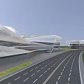 Modern Commercial Complex With Streamlined Design Green Roof Terraces And Urban Green Spaces