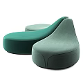 Modern Green Fabric Table And Chair Set With Curved Rounded Design
