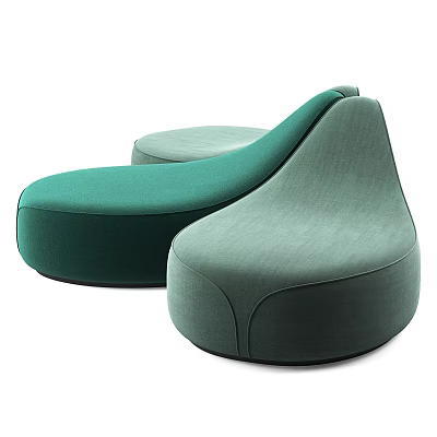 Modern Green Fabric Table And Chair Set With Curved Rounded Design 3d model