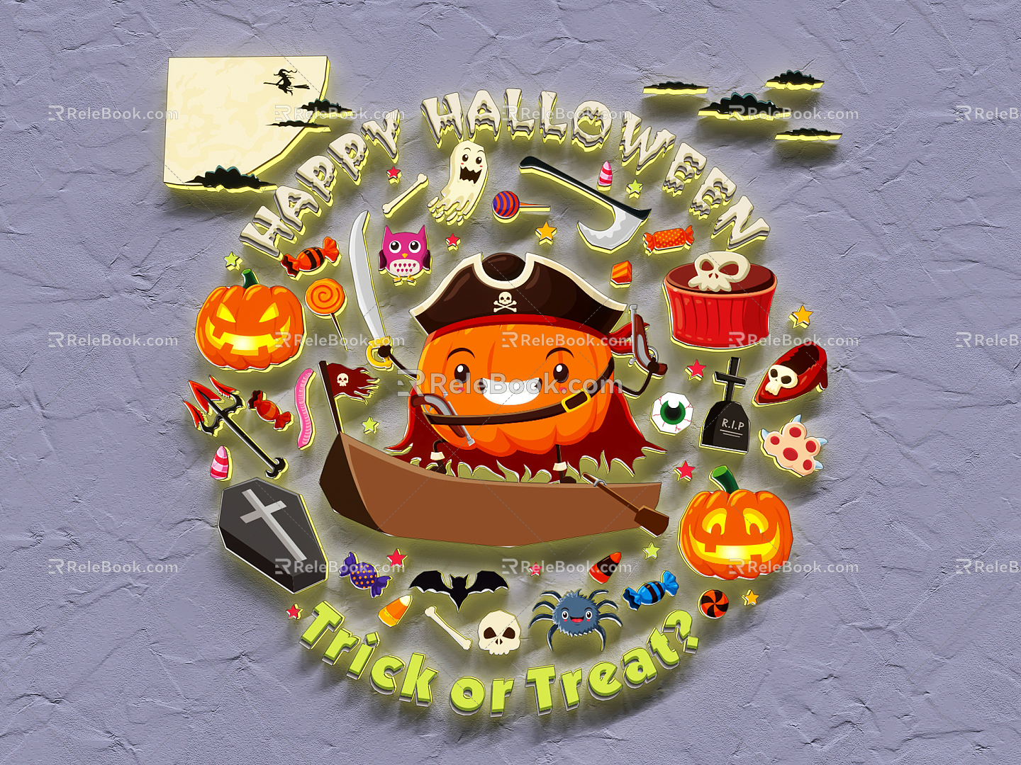 Modern wall decoration Halloween decoration Icon 3d model