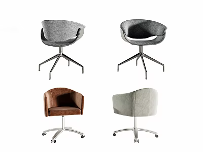 Modern Office Chair With Swivel Metal Base Multiple Colors Gray Brown Design 3d model