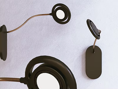 Modern Black Wall Lamps With Circular Rings And Curved Metal Brackets Design 3d model