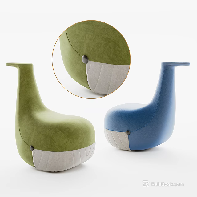 Modern Two Tone Single Accent Chair with Green Blue Upholstered Fabric Design 3d model 